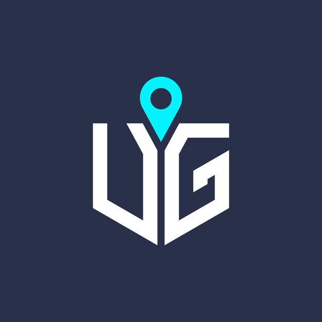 Diseño del logotipo de la ubicación de la UG para el reclutamiento y la navegación Letra Icono vectorial del logotipio de la UG