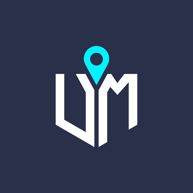 Diseño de logotipo de ubicación de UM para reclutamiento y navegación Carta Icono vectorial de logotipo UM