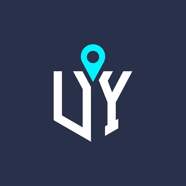 Diseño del logotipo de la ubicación de UY para el reclutamiento y la navegación Letra Icono vectorial del logotipo UY