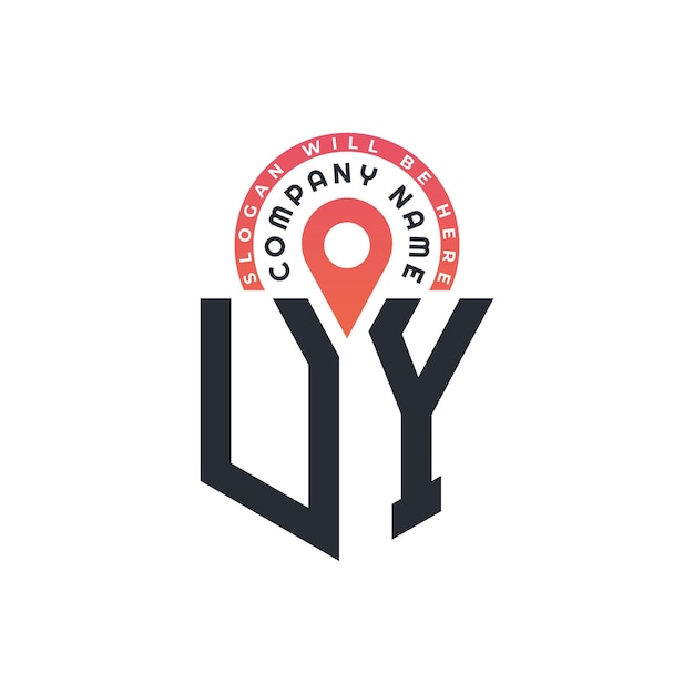 Diseño del logotipo de ubicación de UY para reclutamiento de recursos humanos y navegación Carta Logotipo de UY con icono de ubicación para negocios y tecnología