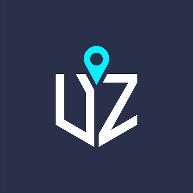Diseño del logotipo de la ubicación de UZ para el reclutamiento y la navegación Letra Icono vectorial del logotipo UZ
