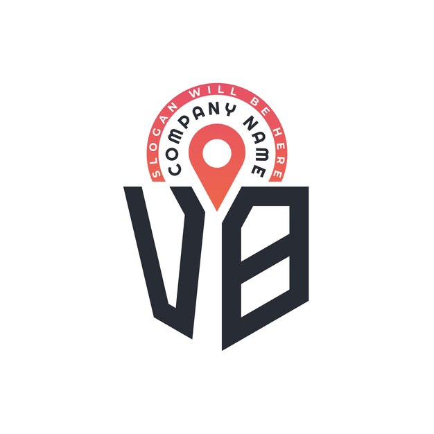 Diseño de logotipo de ubicación de VB para reclutamiento de recursos humanos y carta de navegación Logotipo de VB con icono de ubicación para negocios y tecnología
