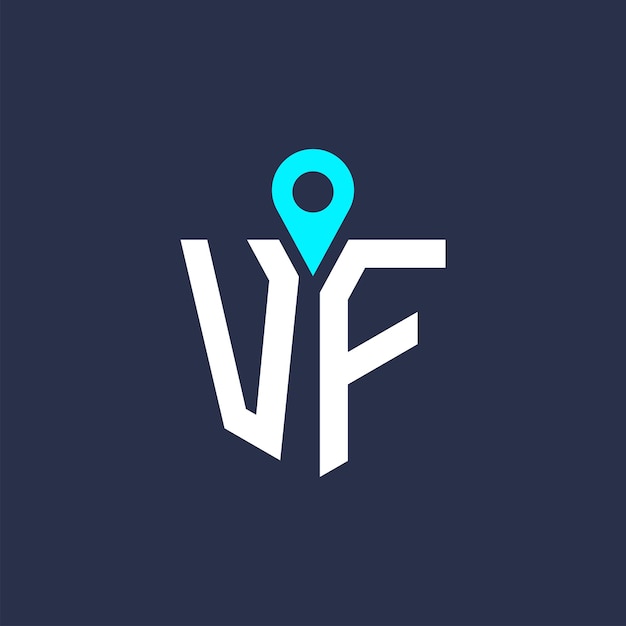 Diseño del logotipo de la ubicación de VF para el reclutamiento y la navegación Letra Icono vectorial del logotipo VF