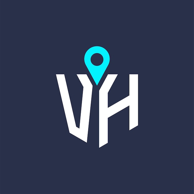 Diseño de logotipo de ubicación de VH para reclutamiento y navegación Letra icono vectorial del logotipo de VH