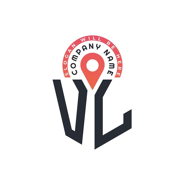 Diseño de logotipo de ubicación de VL para reclutamiento de recursos humanos y navegación de cartas Logotipo de VL con icono de ubicación para negocios y tecnología