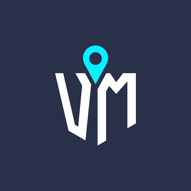 Diseño de logotipo de ubicación de VM para reclutamiento y navegación Carta icono vectorial de logotipo VM