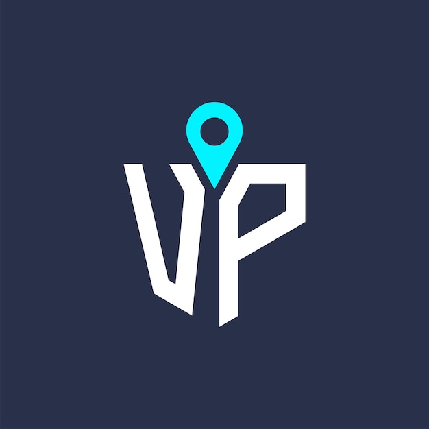 Diseño de logotipo de ubicación de VP para reclutamiento y navegación Carta icono vectorial del logotipo de VP
