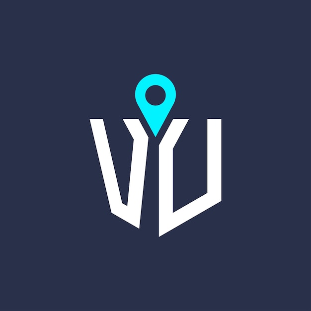 Diseño del logotipo de la ubicación de VU para el reclutamiento y la navegación