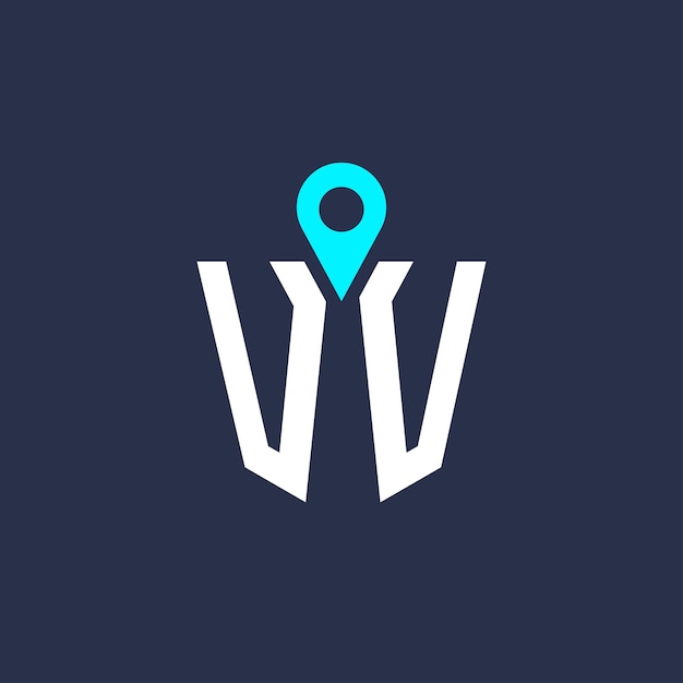 Diseño del logotipo de ubicación de VV para reclutamiento y navegación Letra Icono vectorial de logotipo de VV