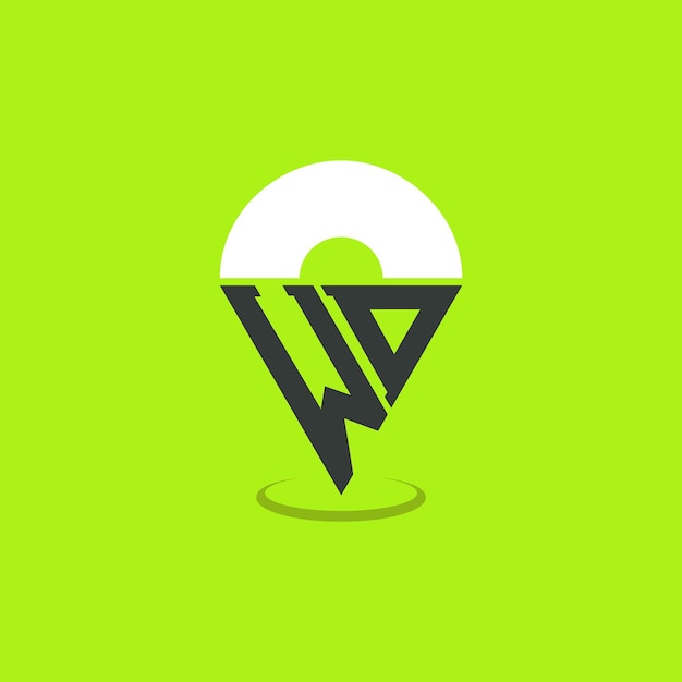 Diseño de logotipo de ubicación de WD Iniciales modernas Logotipo WD Pinpoint para aplicaciones de mapas de navegación y negocios basados en la ubicación