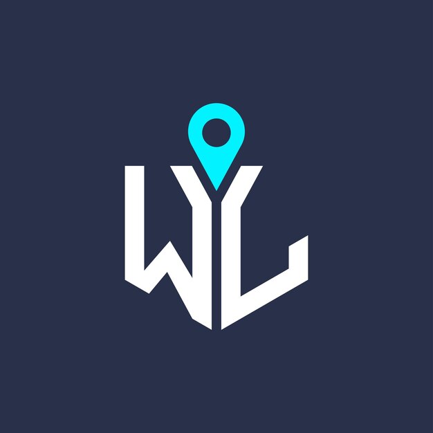 Diseño del logotipo de la ubicación de WL para el reclutamiento y la navegación Letra Icono vectorial del logotipo WL