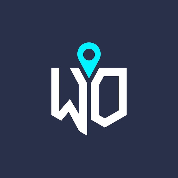 Diseño del logotipo de la ubicación de WO para el reclutamiento y la navegación Letra icono vectorial del logotipo WO