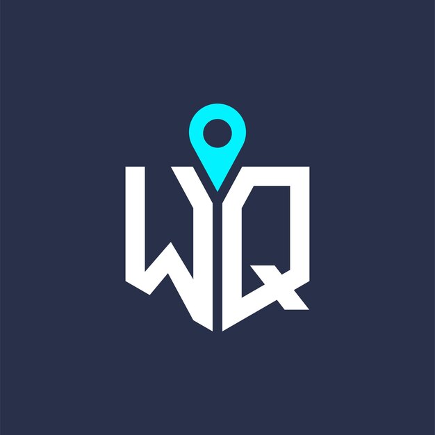 Diseño de logotipo de ubicación de WQ para reclutamiento y navegación Carta Icono vectorial del logotipo de WQ