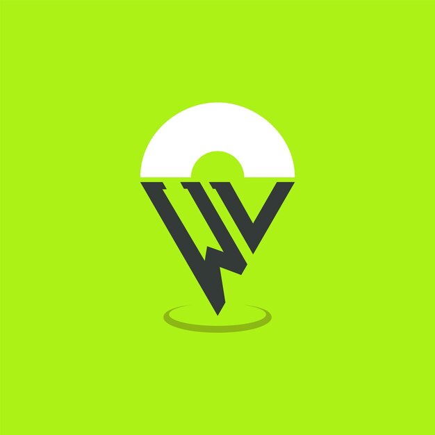 Diseño de logotipo de ubicación de WV Iniciales modernas Logotipo WV Pinpoint para aplicaciones de mapas de navegación y negocios basados en la ubicación
