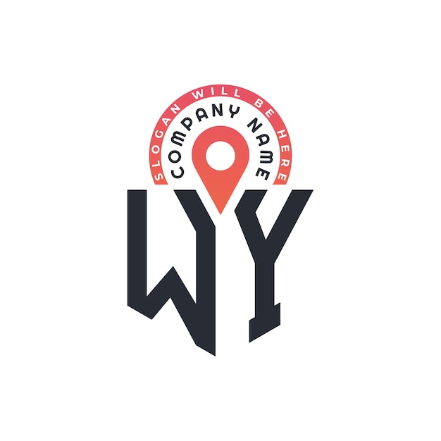 Diseño de logotipo de ubicación de WY para reclutamiento de recursos humanos y carta de navegación Logotipo de WY con icono de ubicación para negocios y tecnología