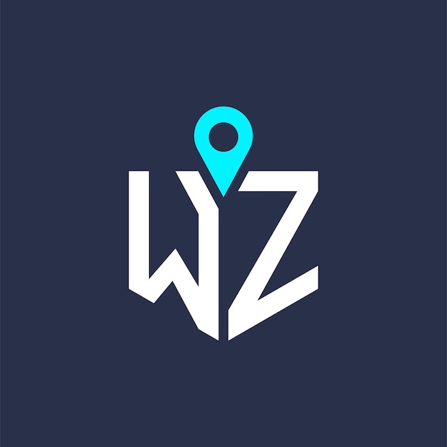 Diseño del logotipo de ubicación de WZ para reclutamiento y navegación Letra Icono vectorial del logotipo WZ