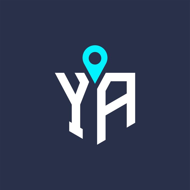 Diseño del logotipo de ubicación de YA para reclutamiento y navegación Carta Icono vectorial del logotipo YA