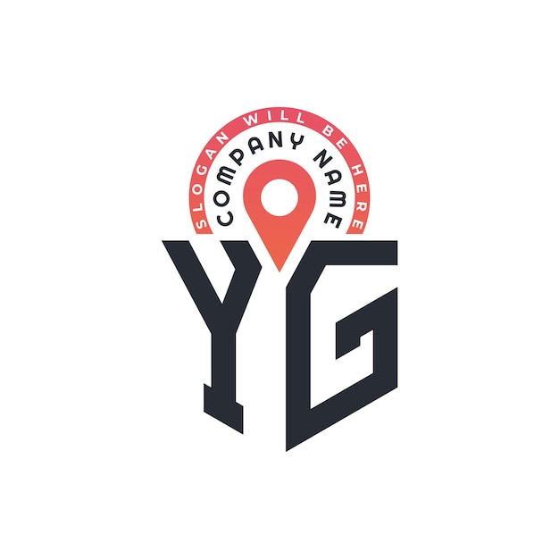 Diseño del logotipo de ubicación de YG para el reclutamiento de recursos humanos y la carta de navegación Logotipo de YG con icono de ubicación para negocios y tecnología