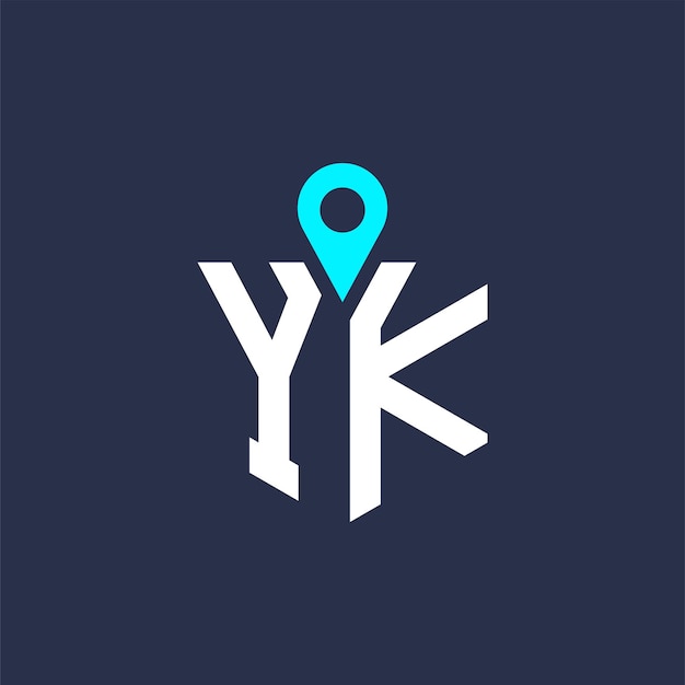 Diseño del logotipo de la ubicación de YK para el reclutamiento y la navegación Carta Icono vectorial del logotipo YK