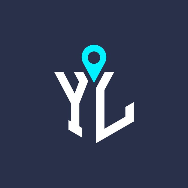 Diseño del logotipo de la ubicación de YL para el reclutamiento y la navegación Letra Icono vectorial del logotipo YL