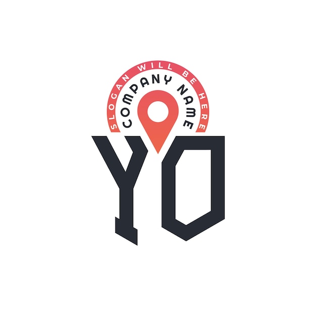 Diseño de logotipo de ubicación de YO para reclutamiento de recursos humanos y navegación Carta Logotipo de YO con icono de ubicación para negocios y tecnología