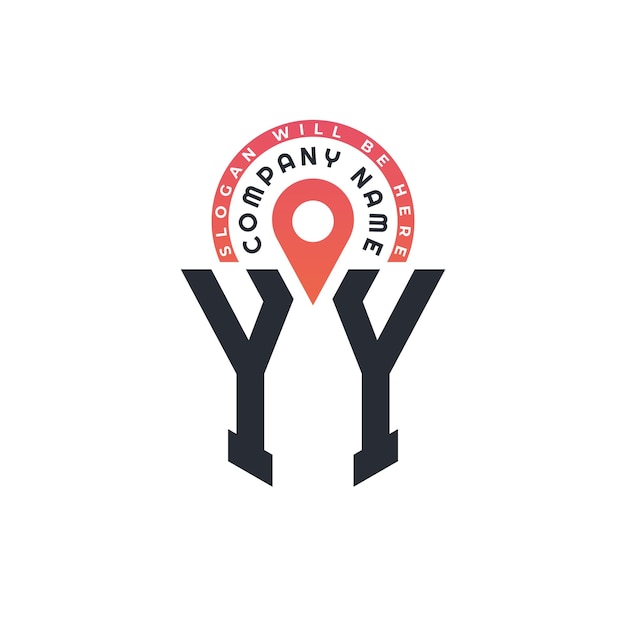 Diseño del logotipo de la ubicación de YY para el reclutamiento de recursos humanos y la carta de navegación Logotipo de YY con icono de ubicación para negocios y tecnología