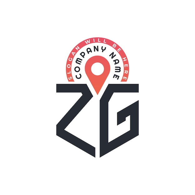 Diseño de logotipo de ubicación de ZG para reclutamiento de recursos humanos y carta de navegación Logotipo de ZG con icono de ubicación para negocios y tecnología