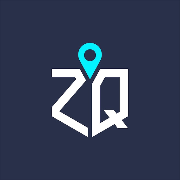 Diseño del logotipo de ubicación de ZQ para reclutamiento y navegación Letra Icono vectorial del logotipo ZQ