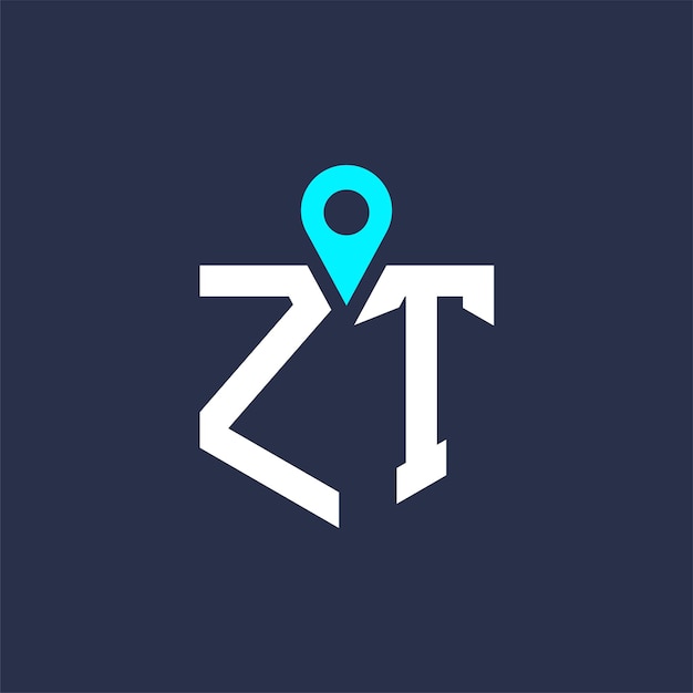 Diseño del logotipo de la ubicación de ZT para el reclutamiento y la navegación Letra Icono vectorial del logotipo ZT