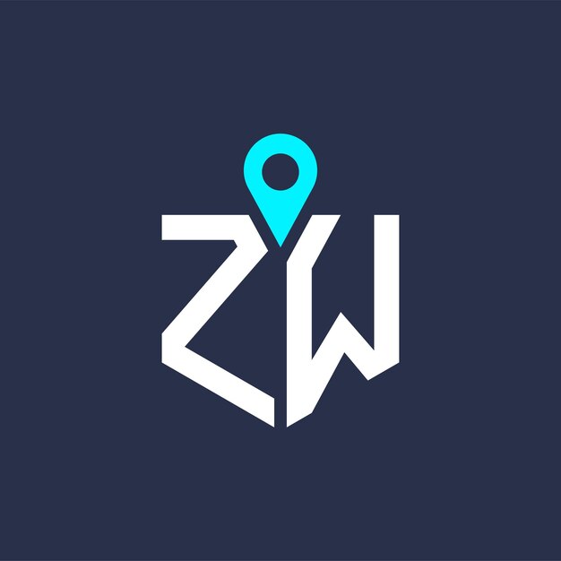 Diseño del logotipo de la ubicación de ZW para el reclutamiento y la navegación Letra Icono vectorial del logotipo ZW