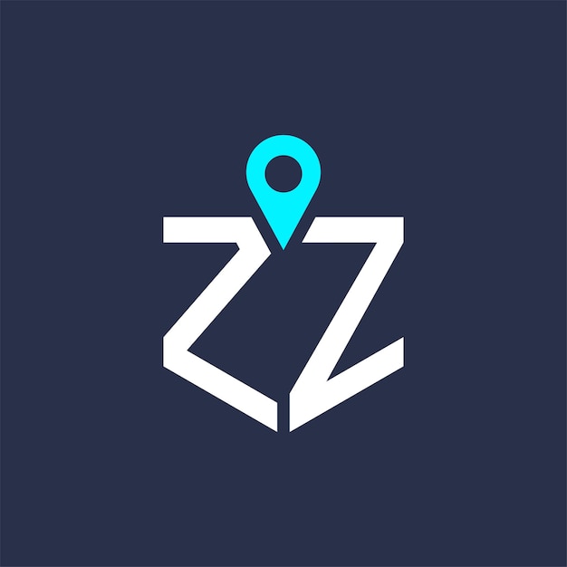 Diseño del logotipo de la ubicación ZZ para el reclutamiento y la navegación Letra Icono vectorial del logotipo ZZ