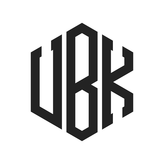 Diseño del logotipo de UBK Letra inicial Ubk Monograma Logotipo con forma de hexágono