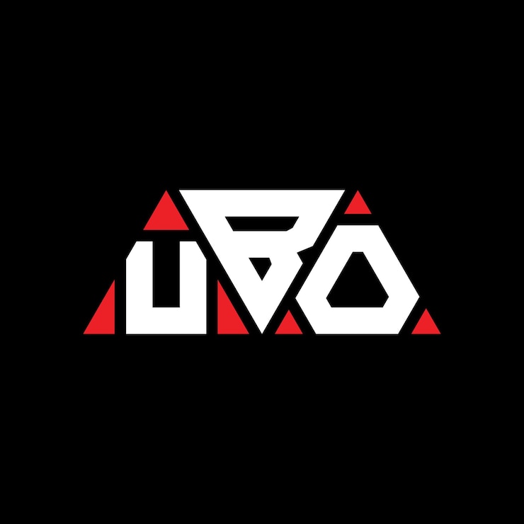 Vector el diseño del logotipo de ubo con letras triangulares en forma de triángulo, el diseño del monograma ubo triángulo vectorial, la plantilla del logotipo ubo de color rojo, el logotipo triangular ubo simple, elegante y lujoso.
