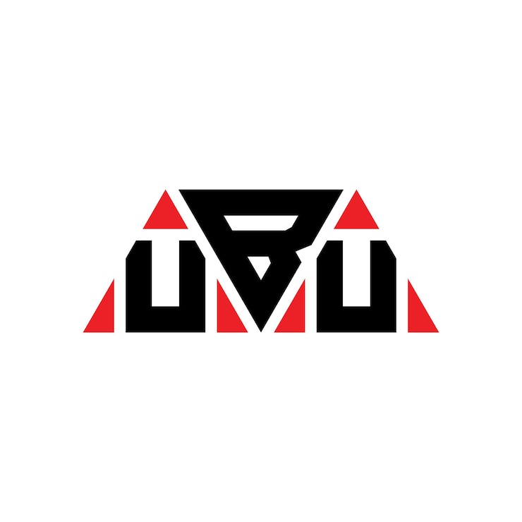 Vector el diseño del logotipo de ubu con letras triangulares con forma de triángulo ubu diseño de logotipo triangular con monograma ubu triángulo vectorial ubu plantilla de logotipo con color rojo ubu logo triangular simple elegante y lujoso ubu