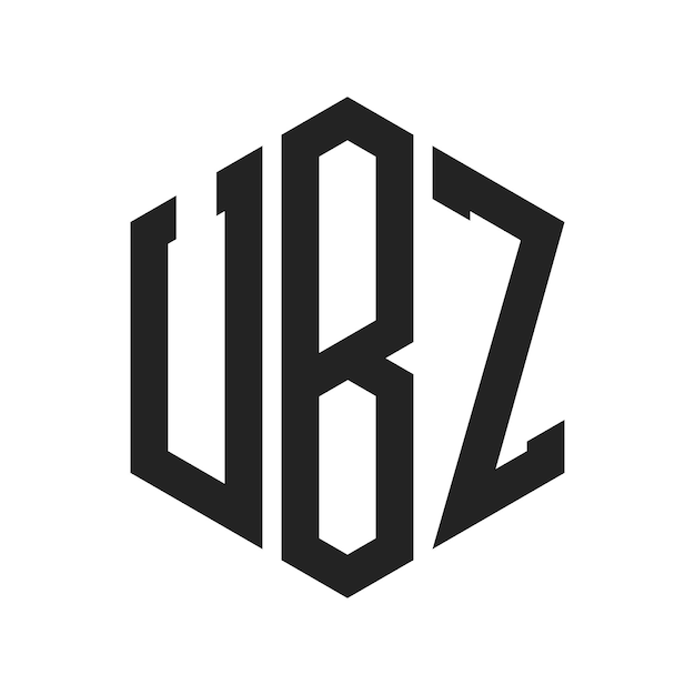 Diseño del logotipo UBZ Letra inicial UBZ Monograma Logotipo con forma de hexágono