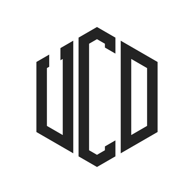 Diseño del logotipo de UCD Letra inicial Logotipo de monograma de UCD con forma de hexágono