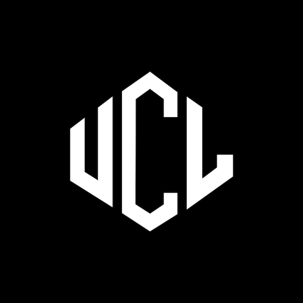 Diseño del logotipo de la ucl con letras en forma de polígono, polígono y cubo; diseño del logotipo en forma de vector hexágono; plantilla del logotipo; colores blanco y negro; monograma de ucl; logotipo de negocios y bienes raíces.