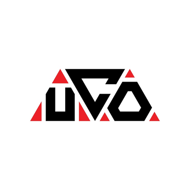 Vector el diseño del logotipo de uco triángulo con forma de triángulo uco diseño de logotipo triángulo de uco monograma uco modelo de logotipo vectorial triangular con color rojo uco logotipo triangular simple elegante y lujoso logotipo uco