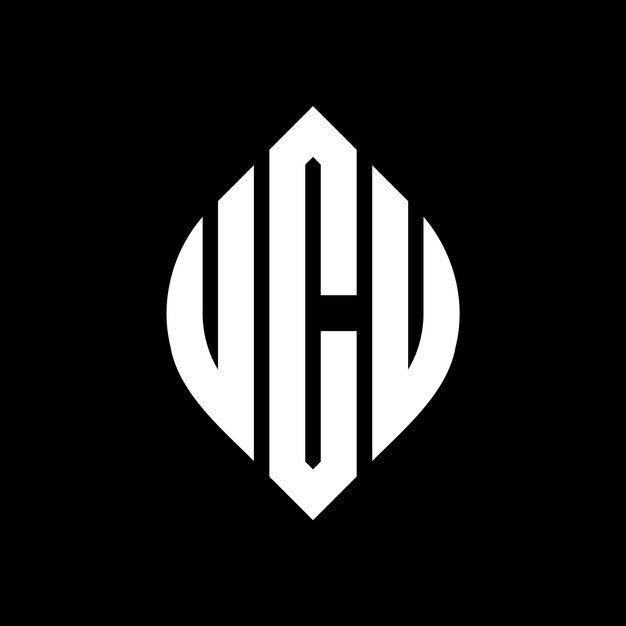 Diseño del logotipo de la UCU con letras en círculo y en forma de elipse Letras en elipse con estilo tipográfico Las tres iniciales forman un logotipo de círculo UCU Emblema de círculo Monograma Abstracto Letra Marca Vector