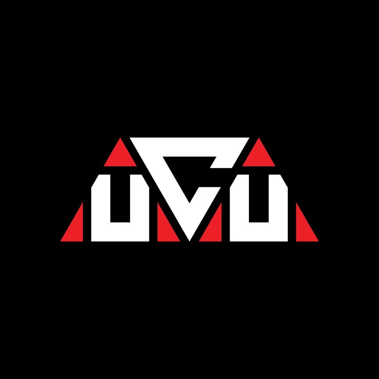 Vector diseño del logotipo de la ucu con letras triangulares en forma de triángulo diseño del monograma del logotipo triangular de ucu modelo del logotipo vectorial del triángulo de ucu con color rojo logo triangular ucu simple elegante y lujoso logotipo de ucu