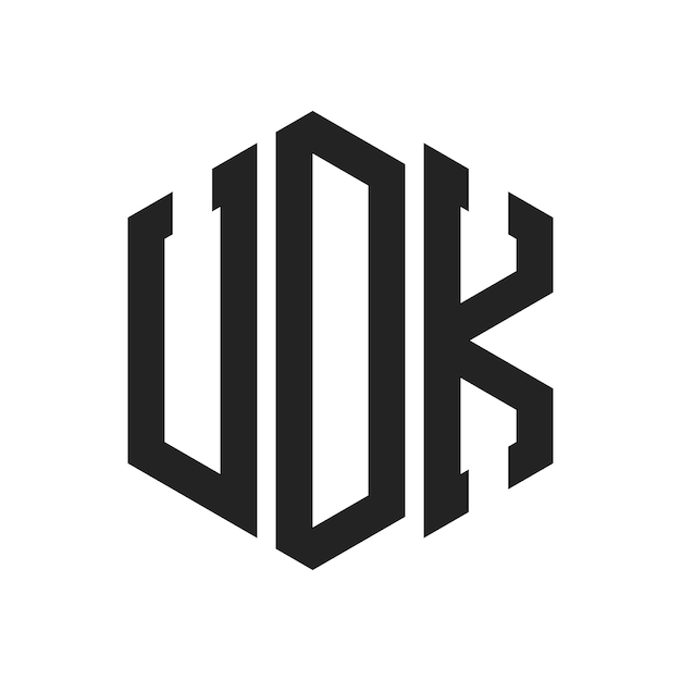 Diseño del logotipo UDK Letra inicial UDK Monograma Logotipo con forma de hexágono