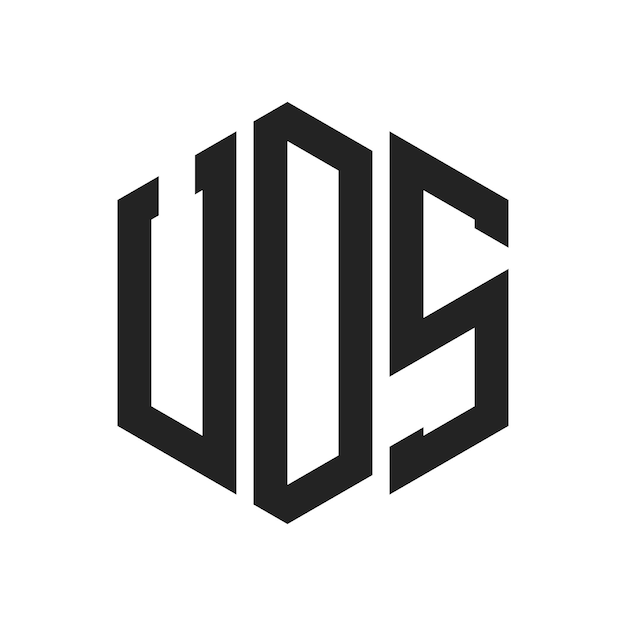 Diseño del logotipo de UDS Letra inicial UDS Monograma Logotipo con forma de hexágono