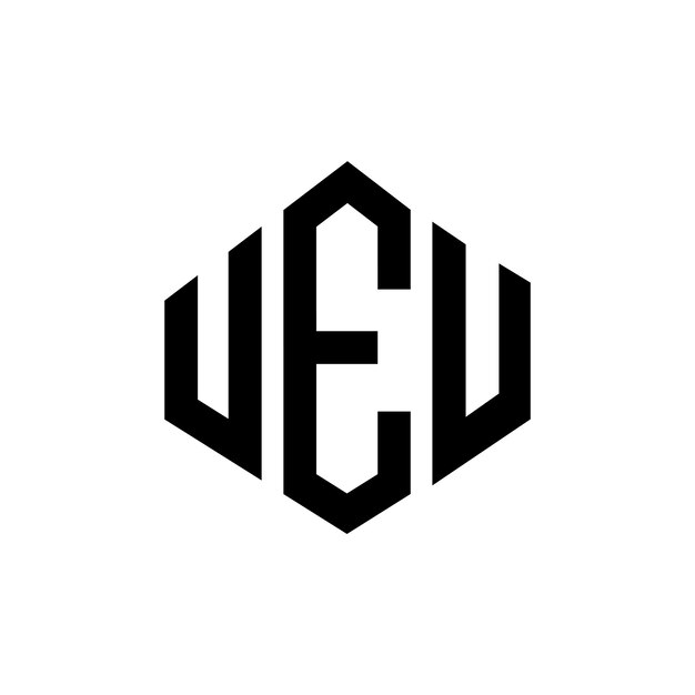Diseño del logotipo de la UE con letras en forma de polígono, polígono y cubo, diseño del logotipo en forma de hexágono vectorial, plantilla de logotipo, colores blanco y negro, monograma de la UE, logotipo de negocios e inmobiliario.