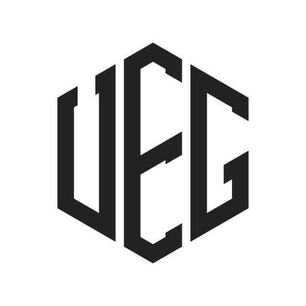 Diseño del logotipo UEG Letra inicial UEG Monograma Logotipo con forma de hexágono