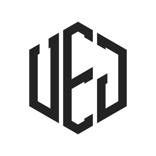 Diseño del logotipo UEJ Letra inicial UEJ Monograma Logotipo con forma de hexágono