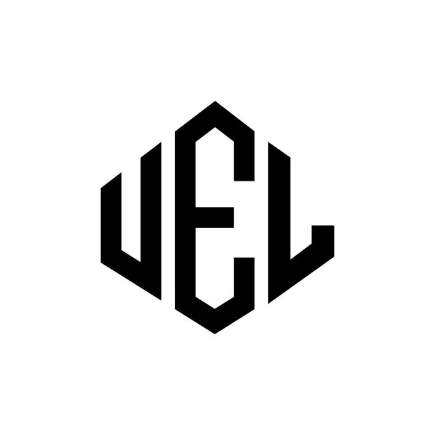 Diseño del logotipo de la UEL con letras en forma de polígono UEL diseño del logotipo en forma de póligono y cubo UEL hexágono modelo de logotipo vectorial colores blanco y negro UEL monograma logotipo de negocios y bienes raíces