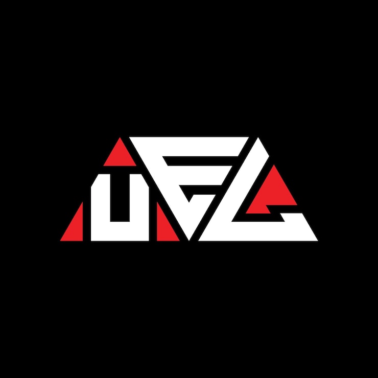 Vector diseño del logotipo de la uel con letras triangulares en forma de triángulo uel diseño del logotipo triangular con monograma uel triángulo vectorial plantilla del logotipo con color rojo uel logotipo triungular simple elegante y lujoso logotipo uel