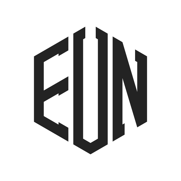 Diseño del logotipo de la UEN Letra inicial Monograma de la EUN Logotipo con forma de hexágono