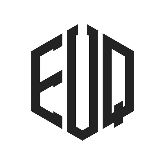 Diseño del logotipo de la UEQ Letra inicial Monograma de la EUQ Logotipo en forma de hexágono