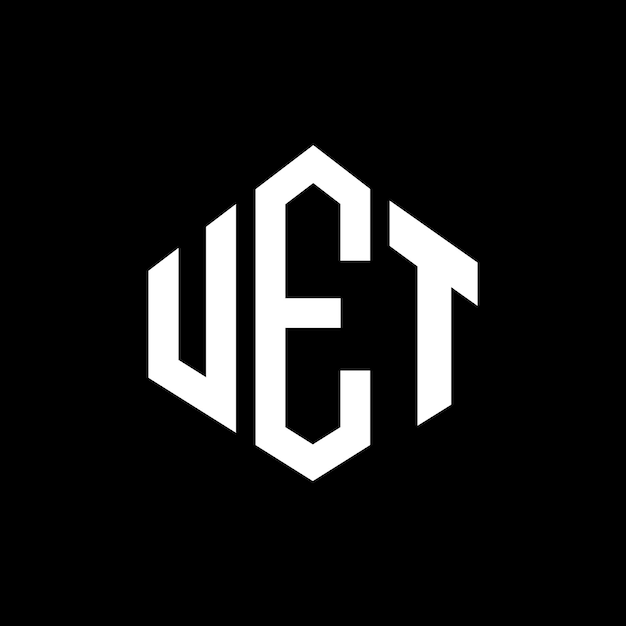 Diseño del logotipo de la UET con letras en forma de polígono UET diseño del logotipo en forma de póligono y cubo UET hexágono modelo de logotipo vectorial colores blanco y negro UET monograma negocio y logotipo inmobiliario